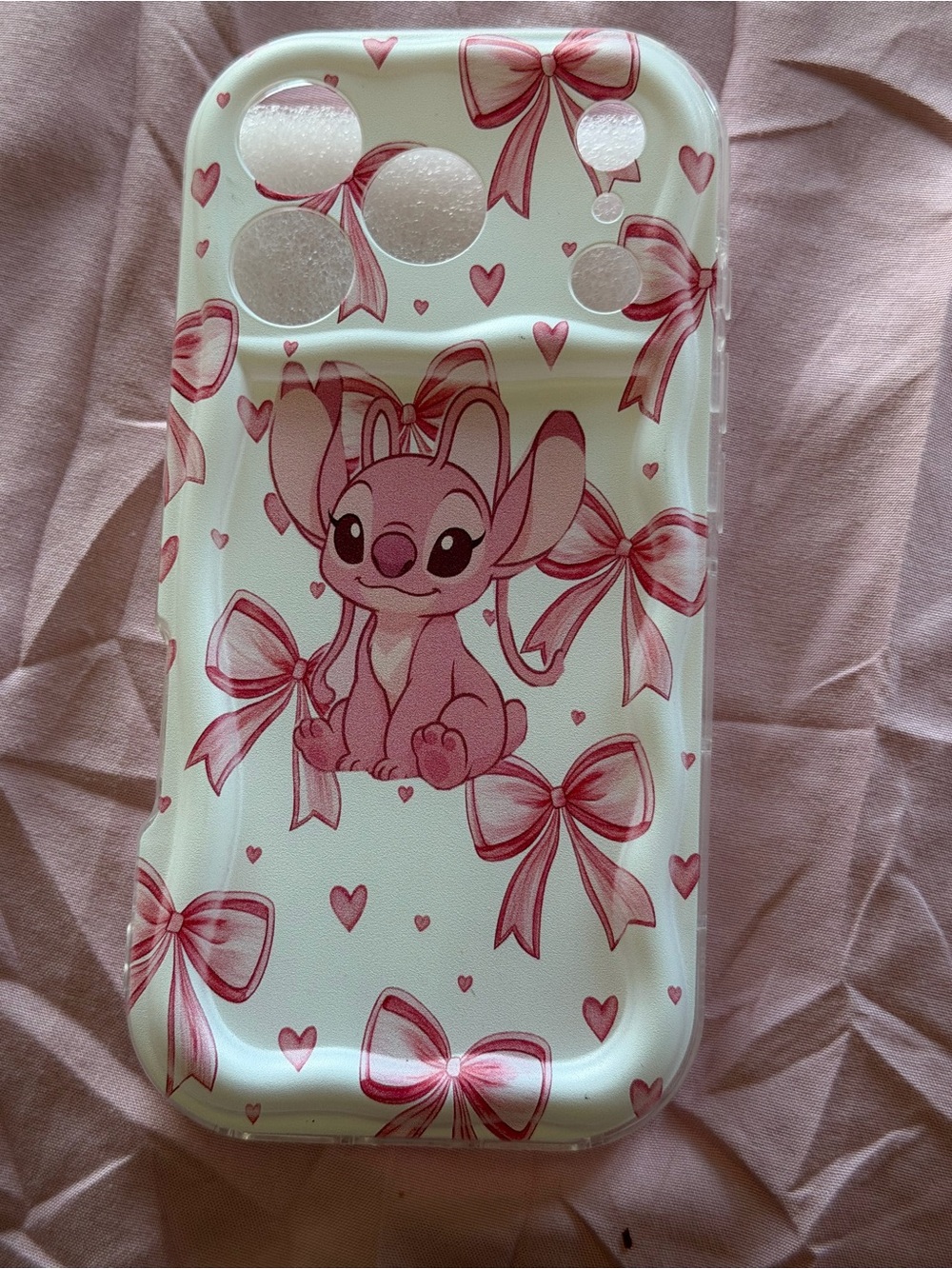 iPhone 17 Pro Pink Stitch Bow Phone Case
